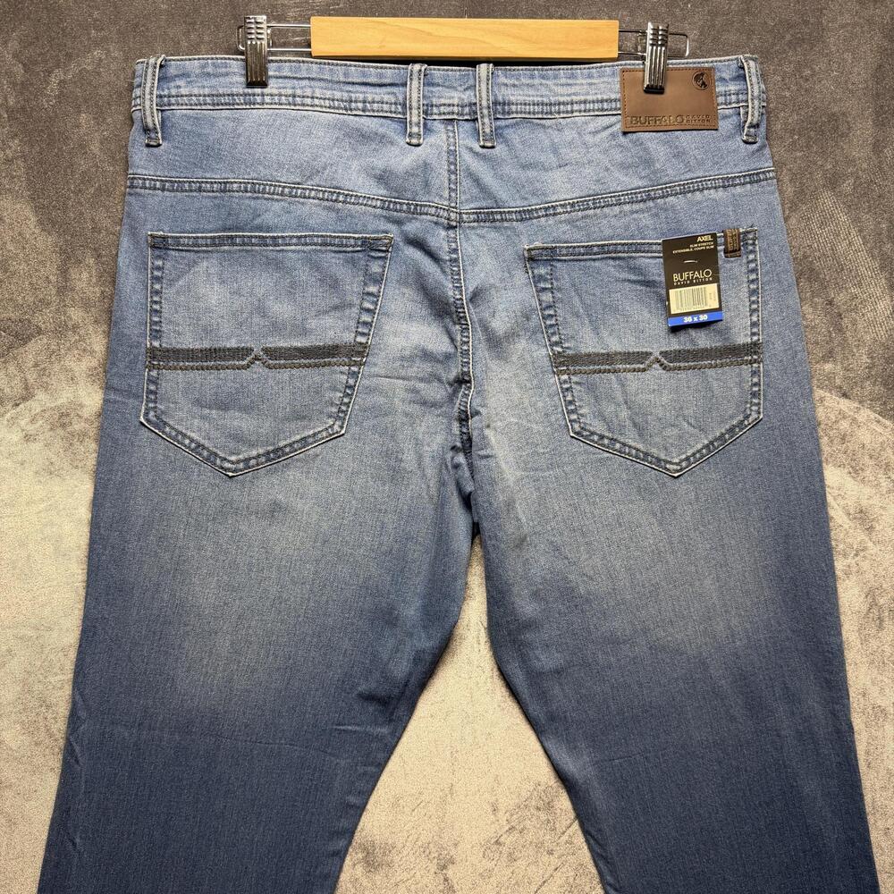 Buffalo David Bitton Jeans Mens 36x30 Blue Slim Tapered Light Wash Denim Stretch